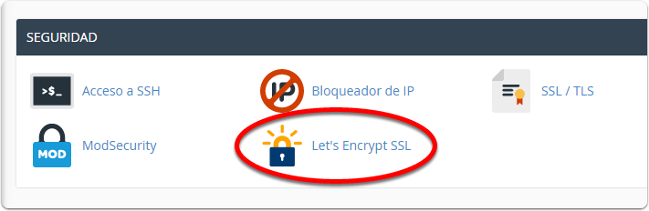 Icono de Let's Encrypt en cPanel