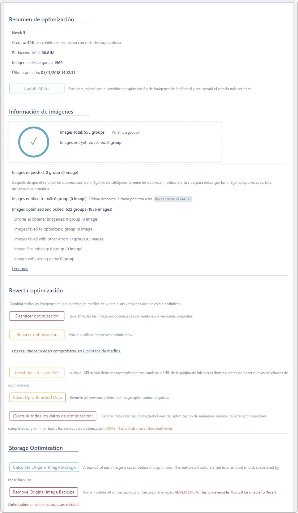 Optimización de imágenes de Litespeed Cache