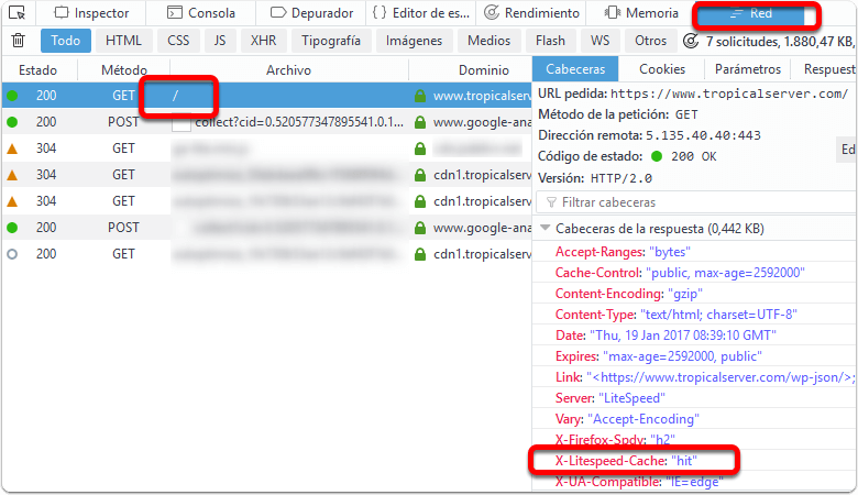 Ver las cabeceras HTTP en Firefox
